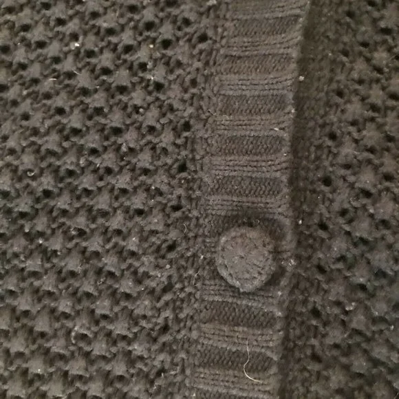 LL Bean Women's XL Navy Blue Crochet Button Front Duster Length Cardigan Long - Picture 5 of 7